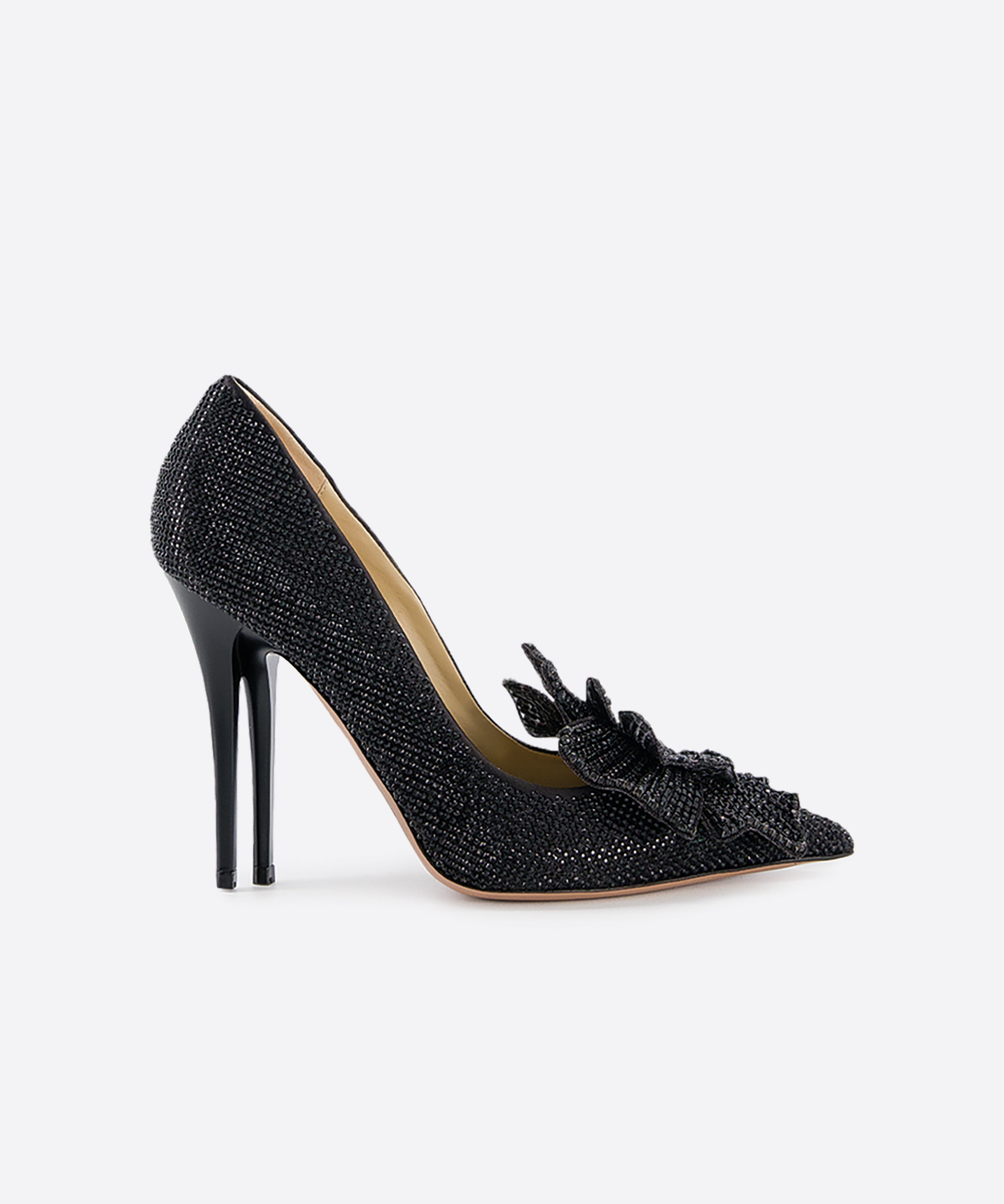 Bonsoir Strass & Flower Pumps 105 - Black