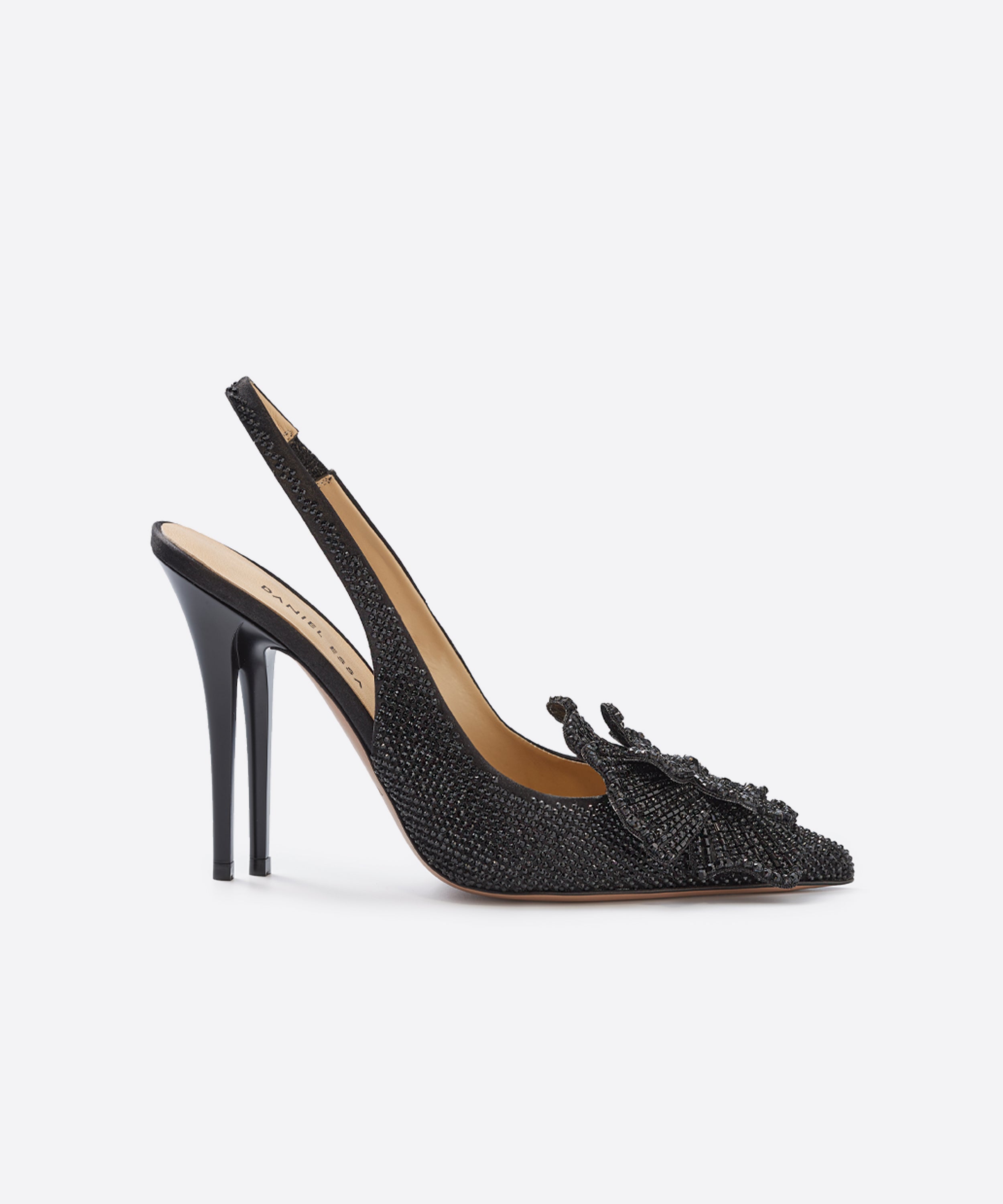 Au revoir Strass & Flower Slingbacks 105 - Black