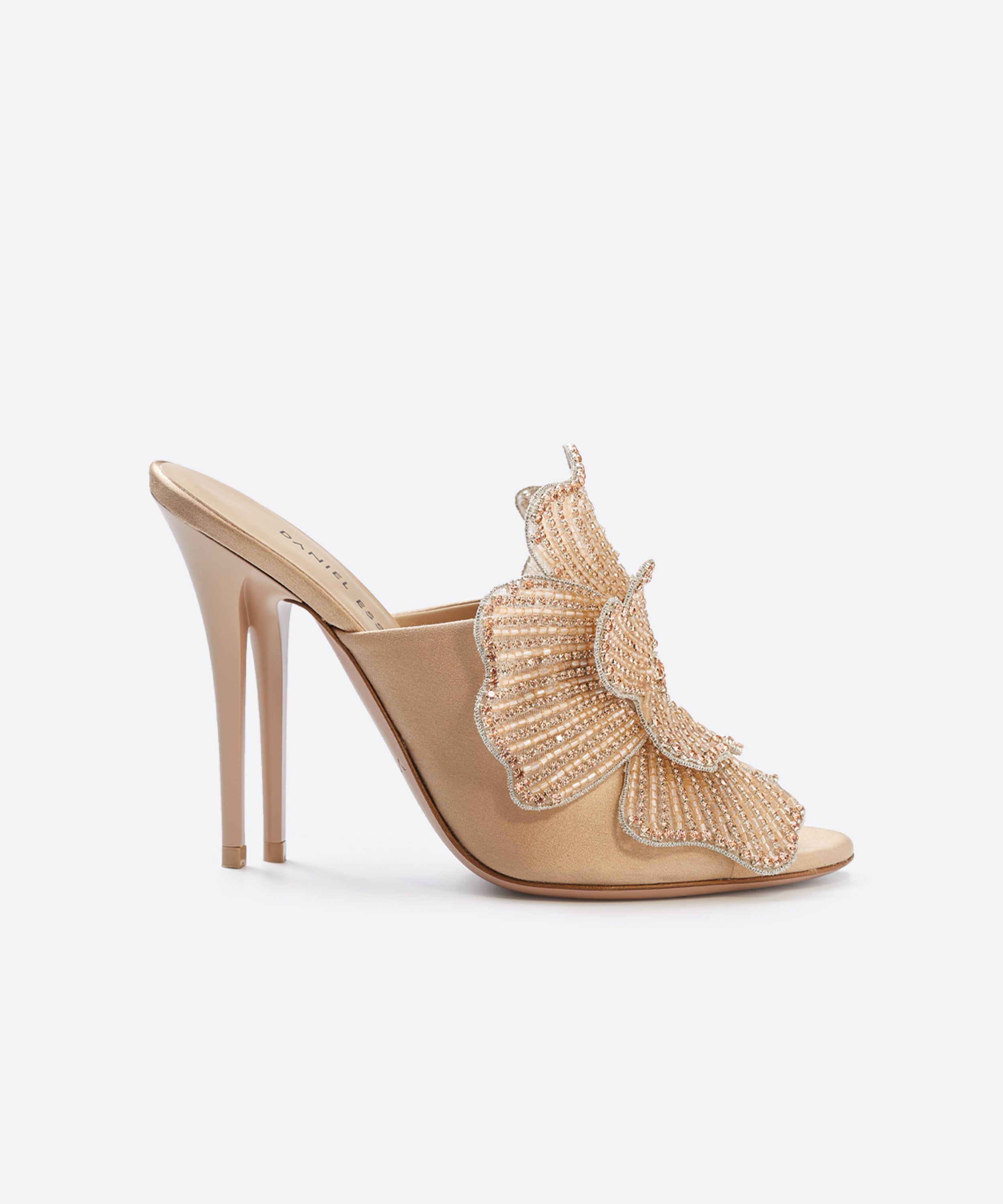 Bisous Flower Mules 105 - Satin Nude