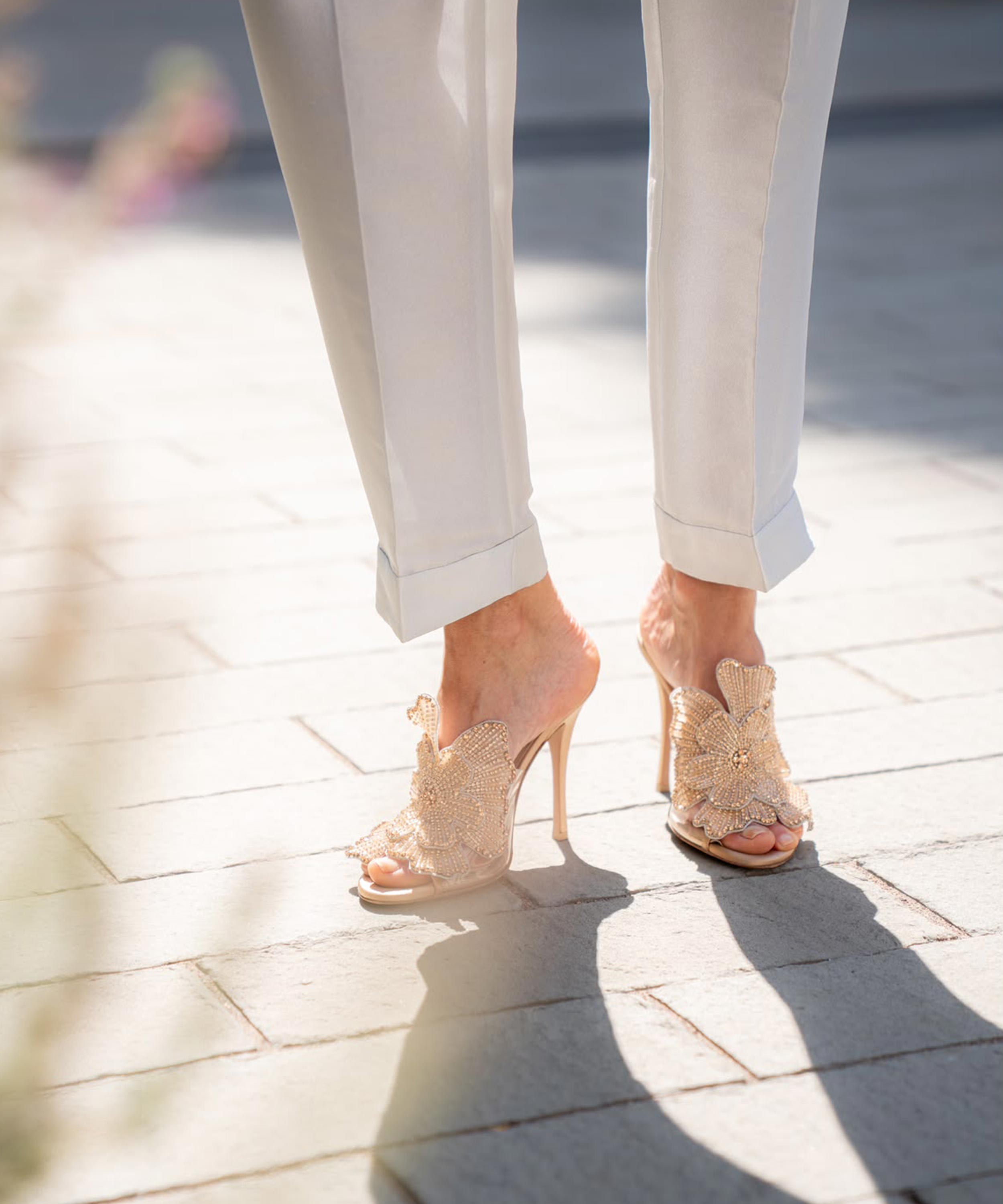 Bisous Flower Mules 105 - Nude