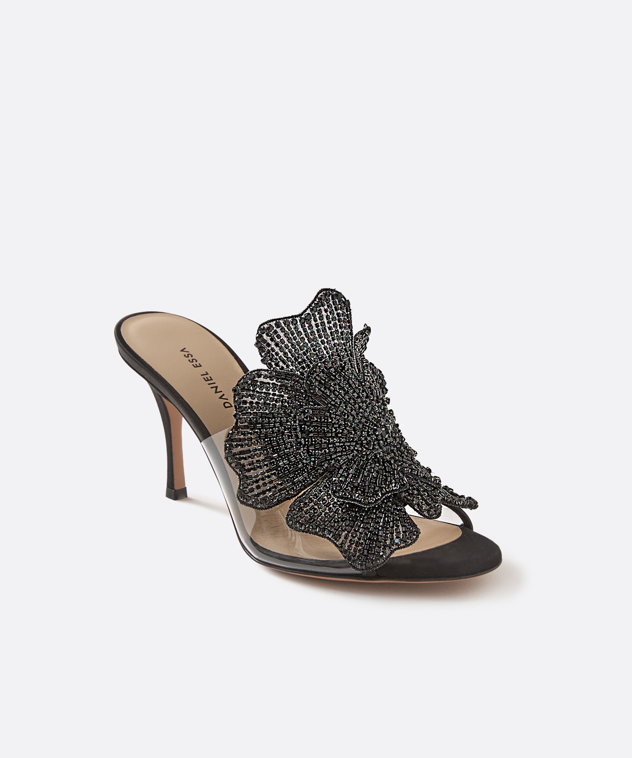Bisous Flower Mules 80 - أسود