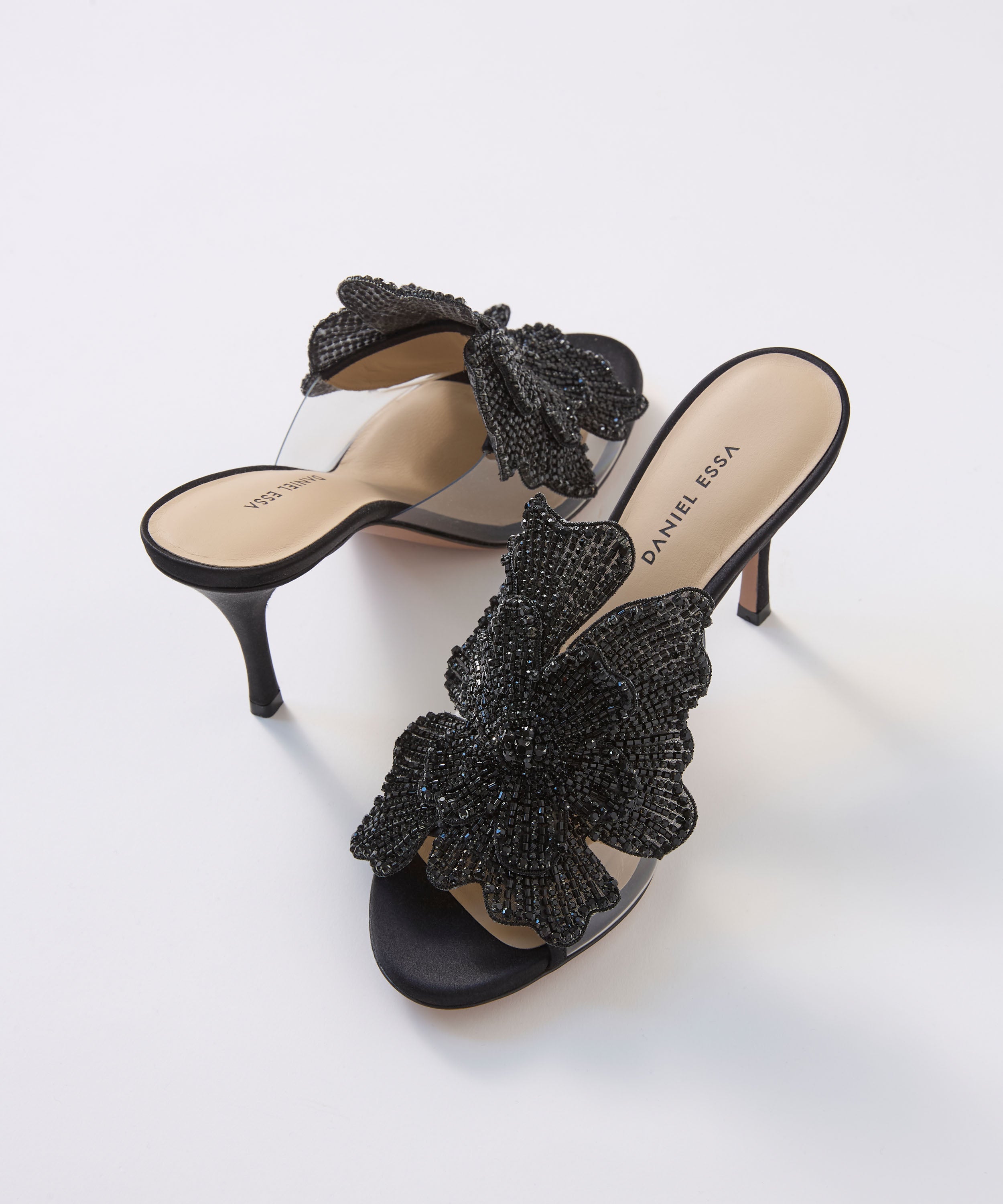 Bisous Flower Mules 80 - أسود
