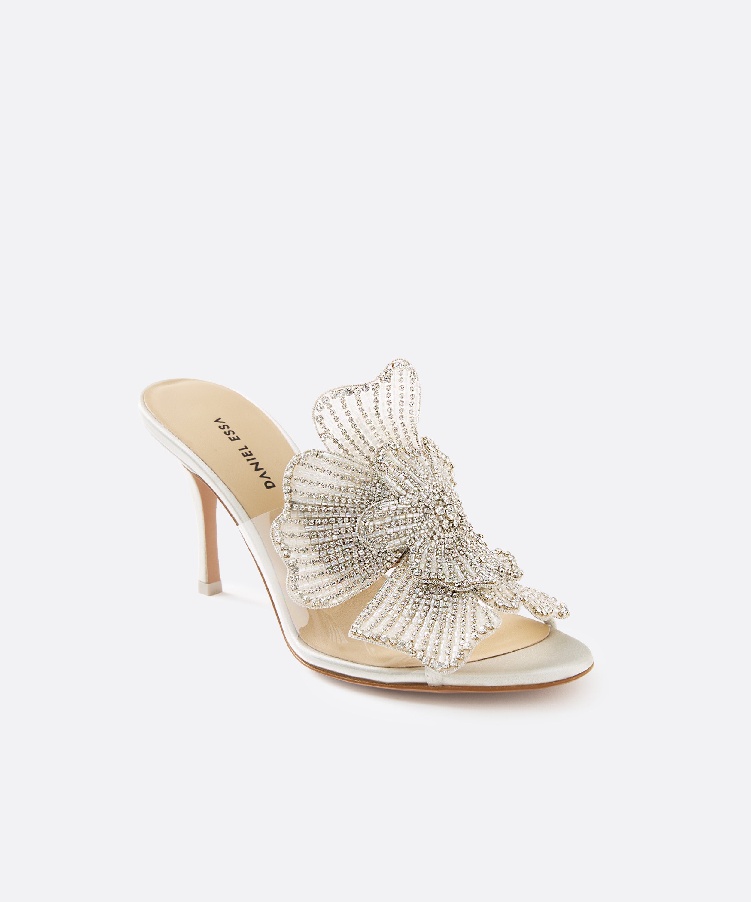 Bisous Flower Mules 80 - Silver