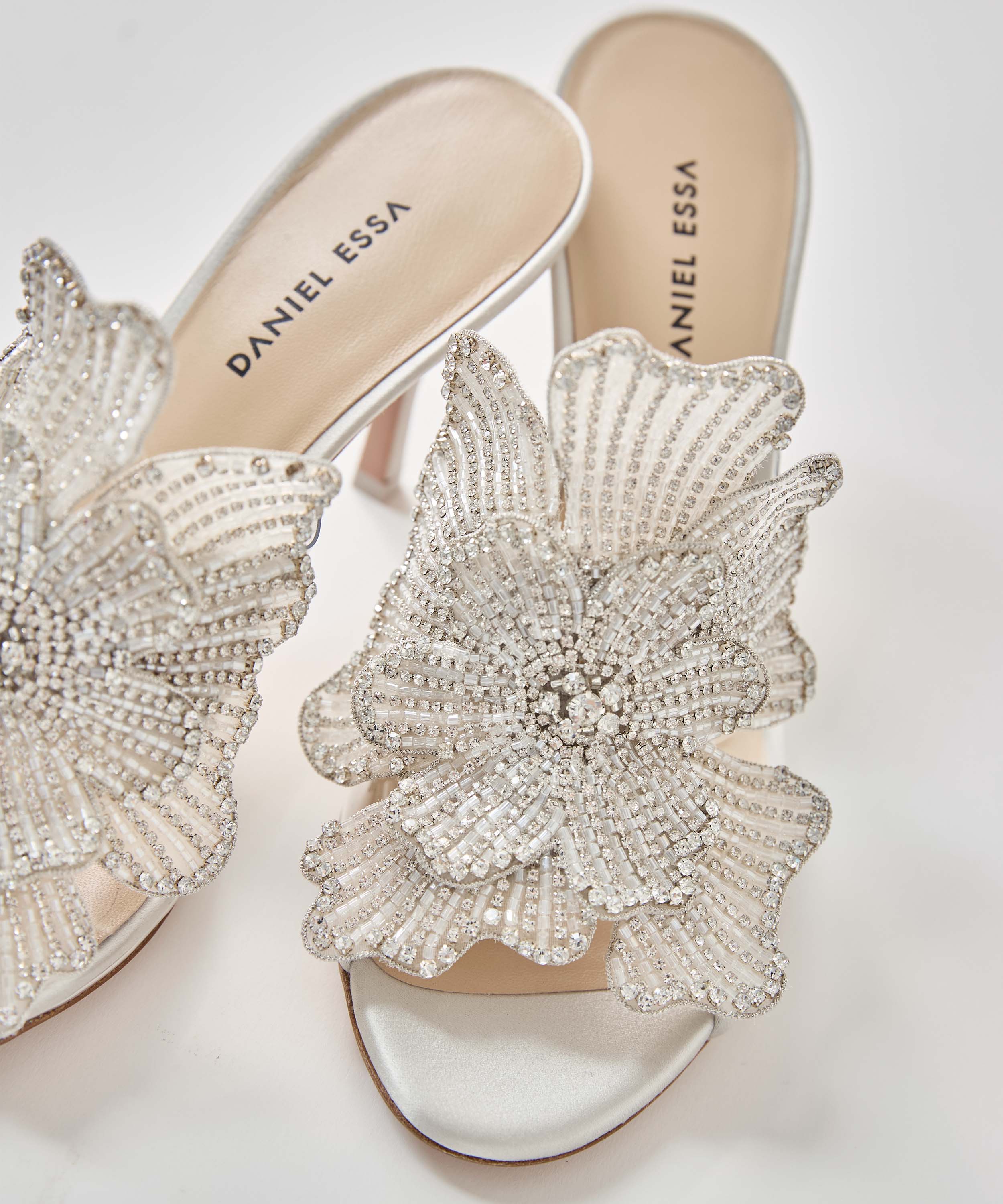 Bisous Flower Mules 80 - Silver